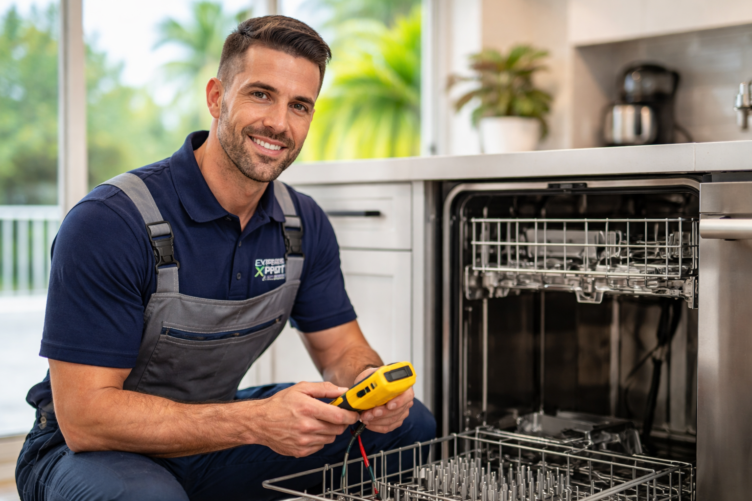 Express Xpert technician providing in-home dishwasher repair in South Florida