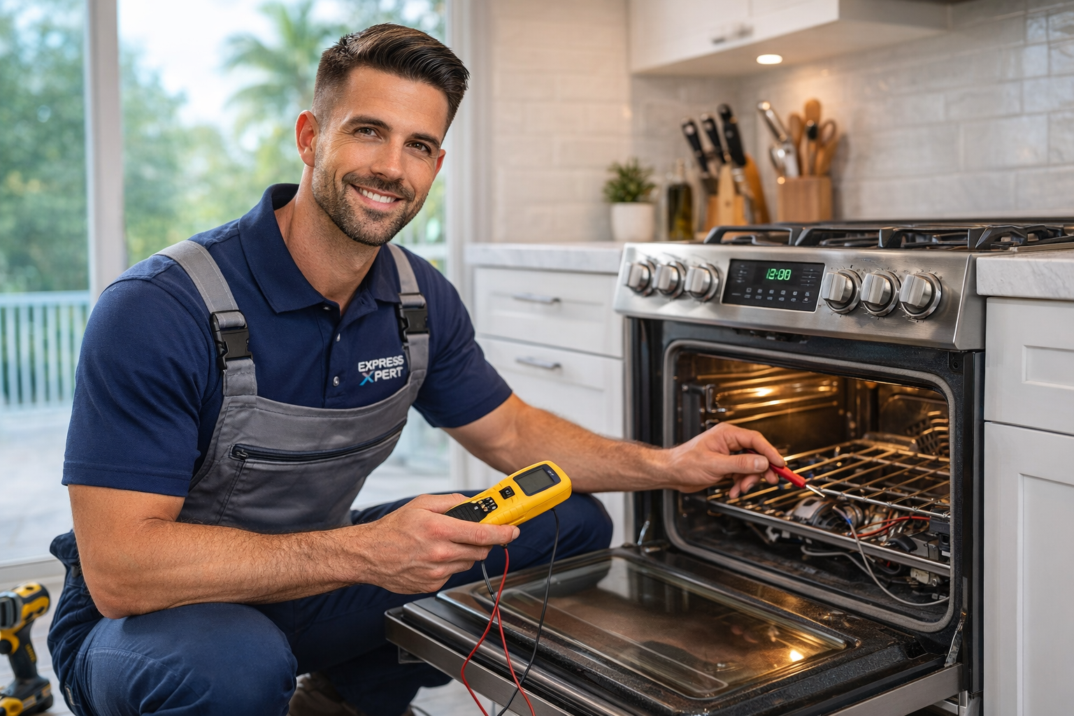 Express Xpert technician providing in-home oven repair in South Florida