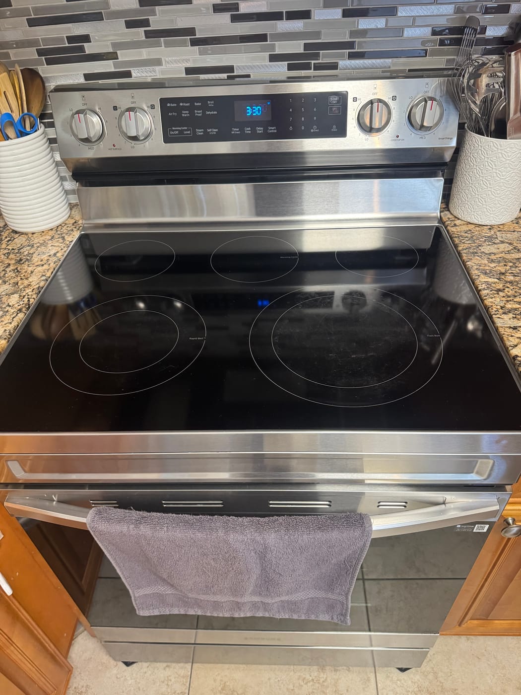 Samsung electric range serviced by Express Xpert in a Miami-Dade kitchen